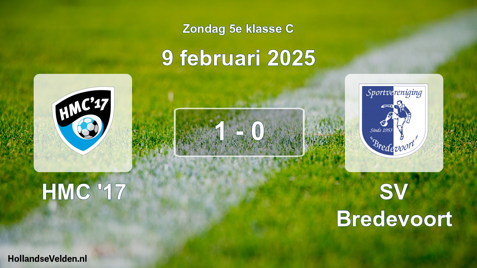 Total number of matches played: HMC '17 - SV Bredevoort 1 - 0 (9 February 2025)