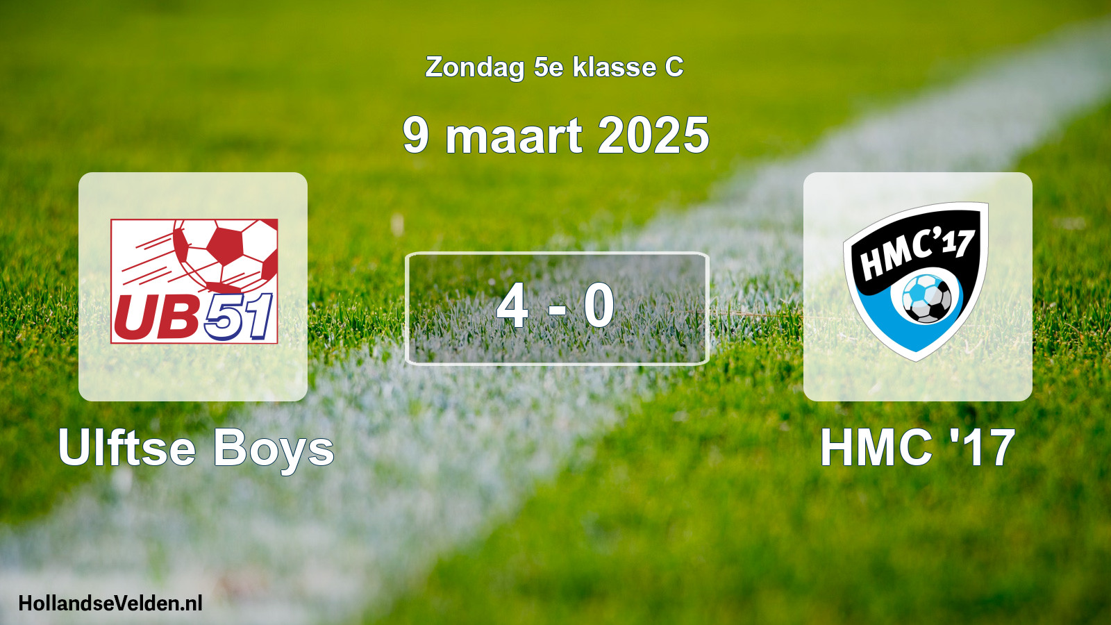 Total number of matches played: Ulftse Boys - HMC '17 4 - 0 (9 March 2025)