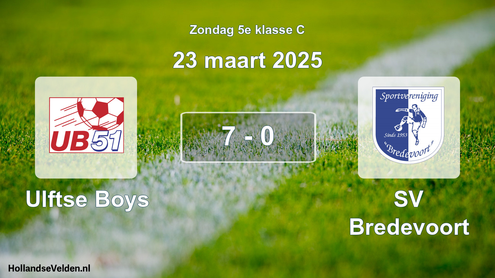 Total number of matches played: Ulftse Boys - SV Bredevoort 7 - 0 (23 March 2025)