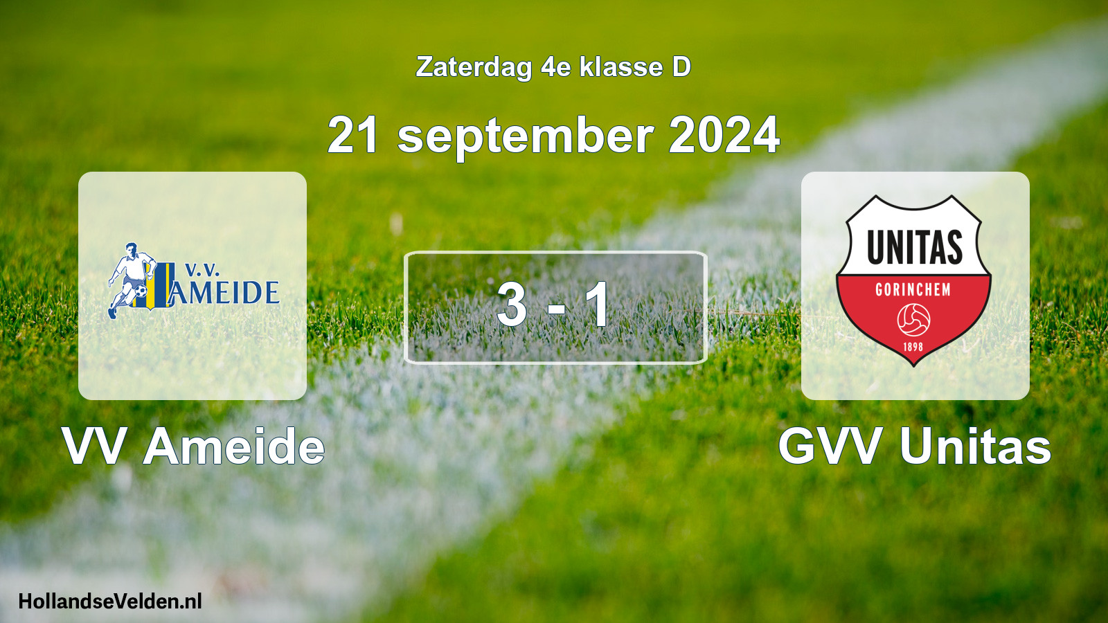 Total number of matches played: VV Ameide - GVV Unitas 3 - 1 (21 September 2024)