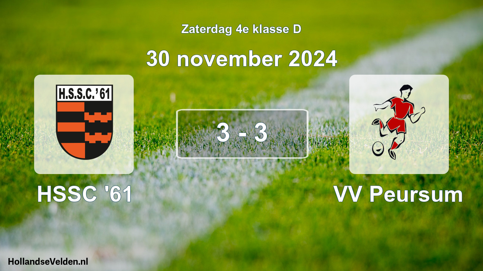 Total number of matches played: HSSC '61 - VV Peursum 3 - 3 (30 November 2024)