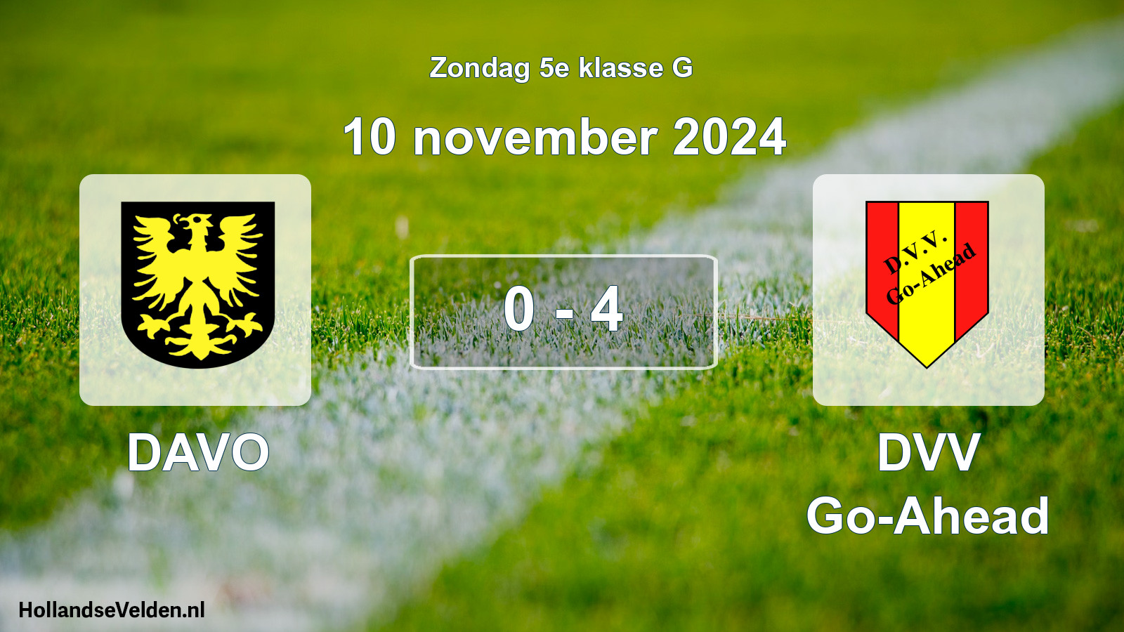 Total number of matches played: DAVO - DVV Go-Ahead 0 - 4 (10 November 2024)