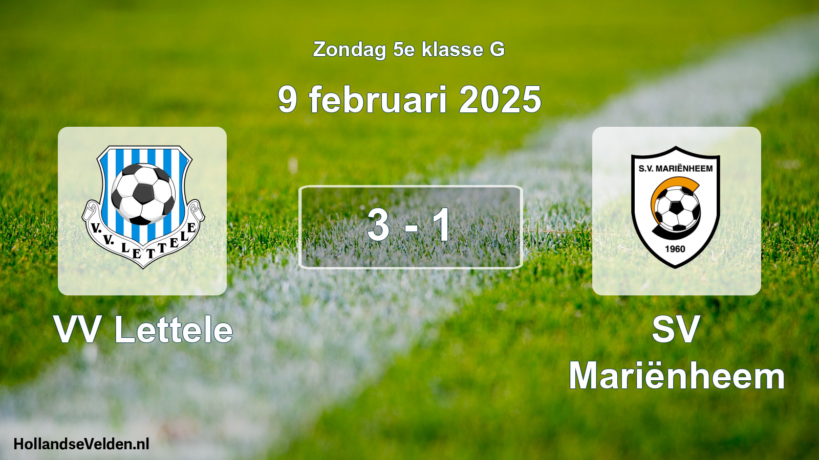 Total number of matches played: VV Lettele - SV Mariënheem 3 - 1 (9 February 2025)