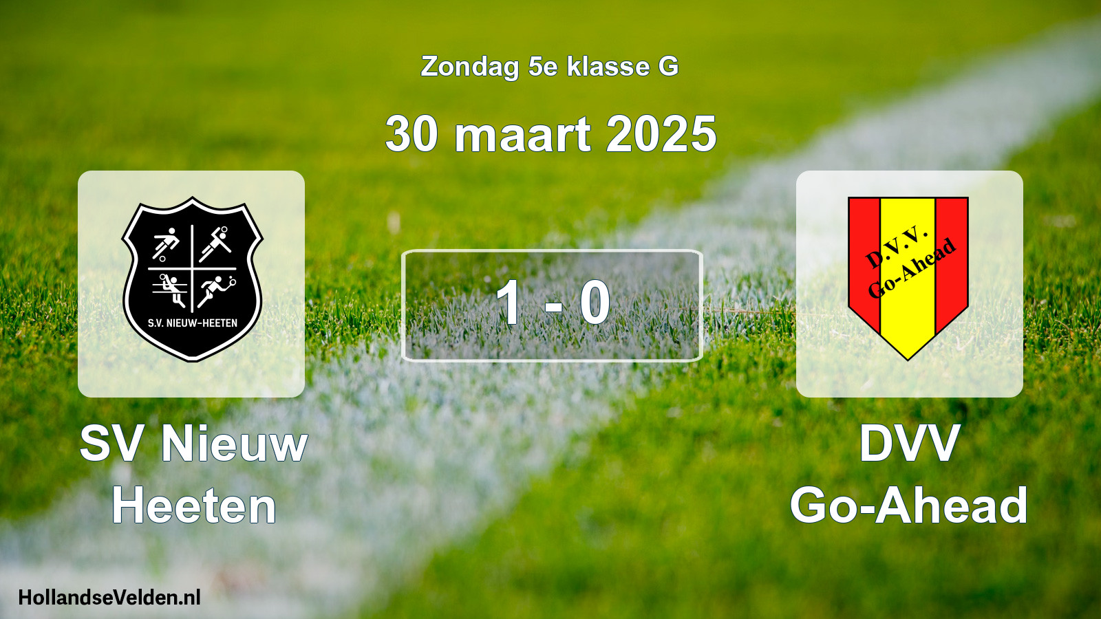 Total number of matches played: SV Nieuw Heeten - DVV Go-Ahead 1 - 0 (30 March 2025)