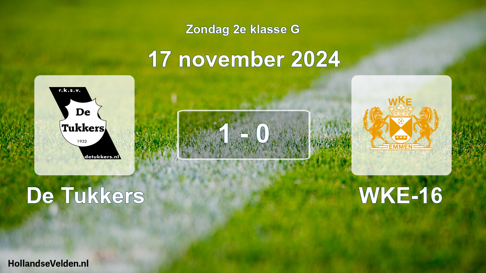 Total number of matches played: De Tukkers - WKE-16 1 - 0 (17 November 2024)