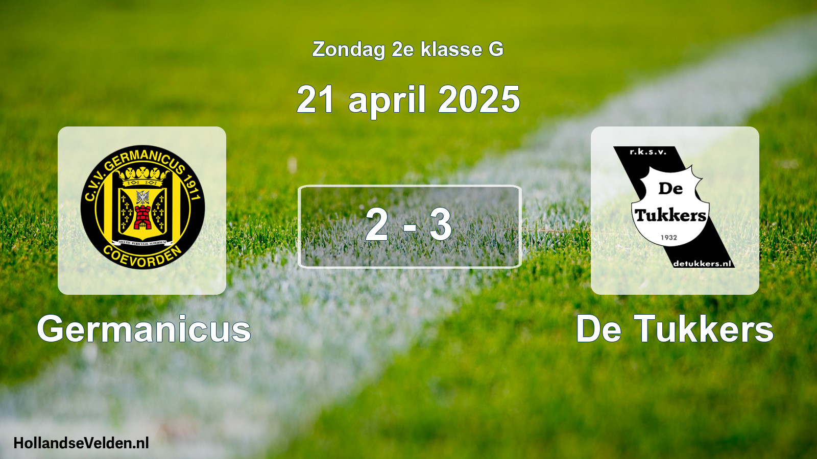 Total number of matches played: Germanicus - De Tukkers 2 - 3 (21 April 2025)