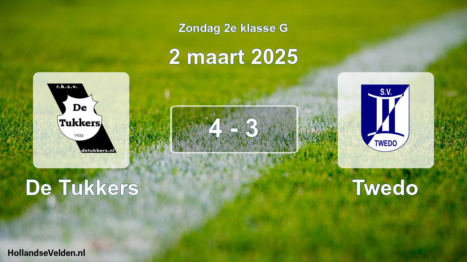 Total number of matches played: De Tukkers - Twedo 4 - 3 (2 March 2025)
