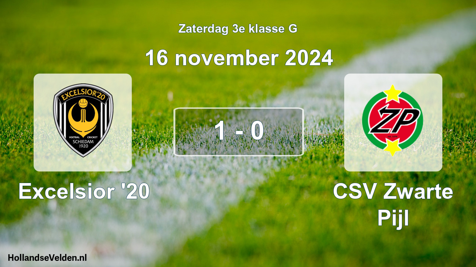 Total number of matches played: Excelsior '20 - CSV Zwarte Pijl 1 - 0 (16 November 2024)