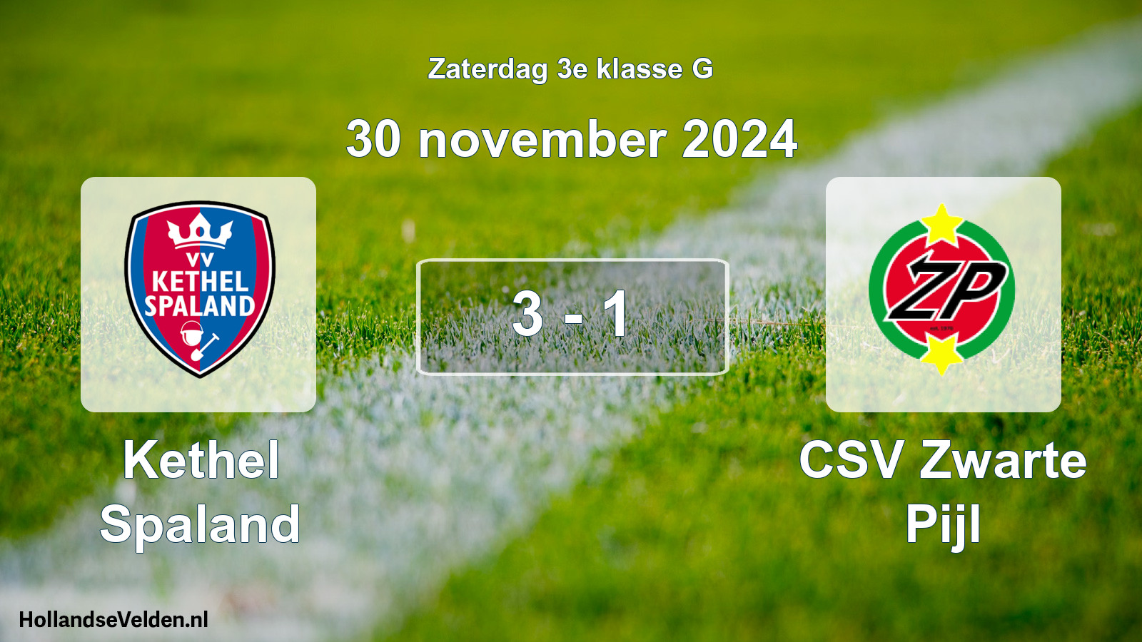 Total number of matches played: Kethel Spaland - CSV Zwarte Pijl 3 - 1 (30 November 2024)