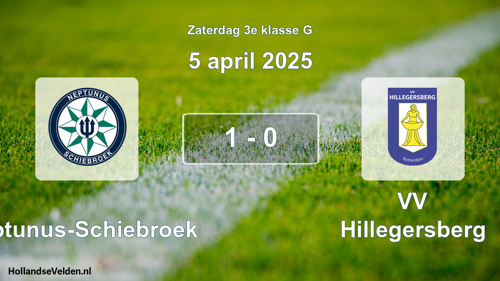 Total number of matches played: Neptunus-Schiebroek - VV Hillegersberg 1 - 0 (5 April 2025)