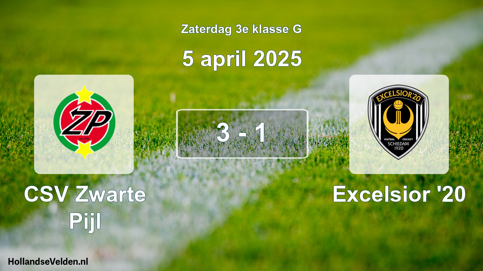 Total number of matches played: CSV Zwarte Pijl - Excelsior '20 3 - 1 (5 April 2025)