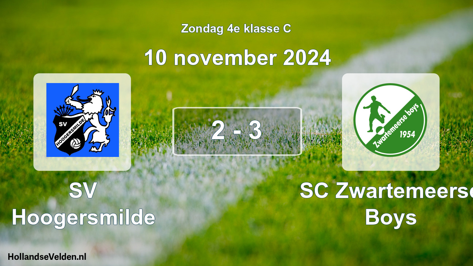 Total number of matches played: SV Hoogersmilde - SC Zwartemeerse Boys 2 - 3 (10 November 2024)