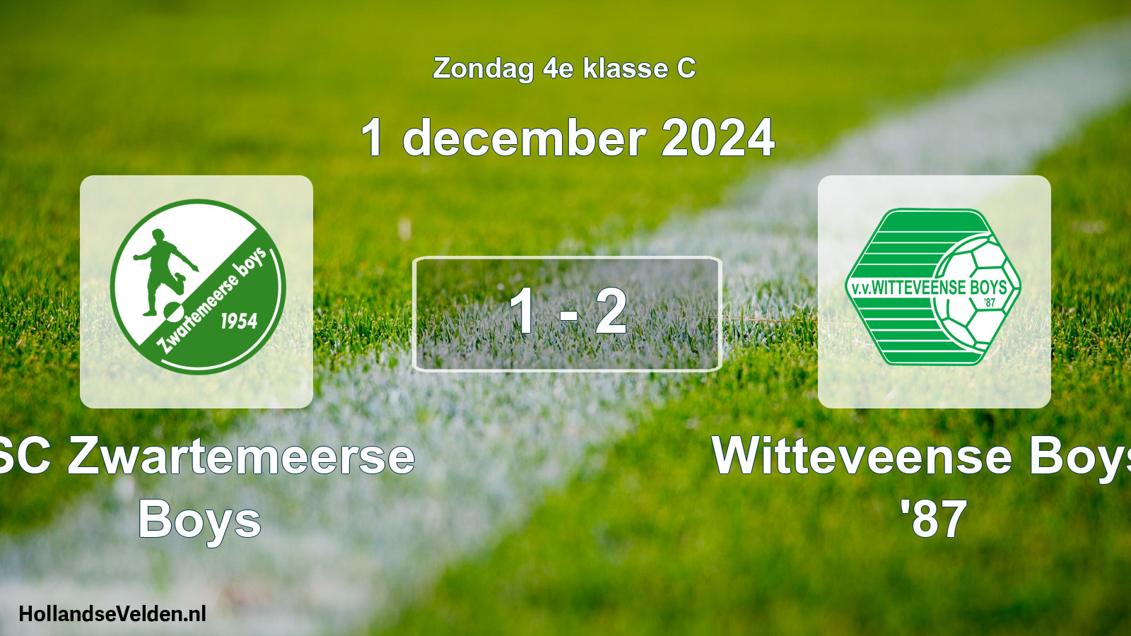 Total number of matches played: SC Zwartemeerse Boys - Witteveense Boys '87 1 - 2 (1 December 2024)