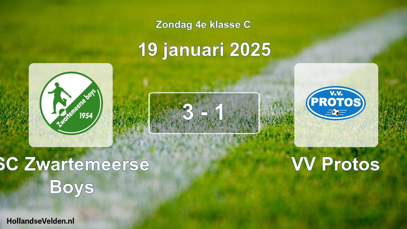 Total number of matches played: SC Zwartemeerse Boys - VV Protos 3 - 1 (19 January 2025)
