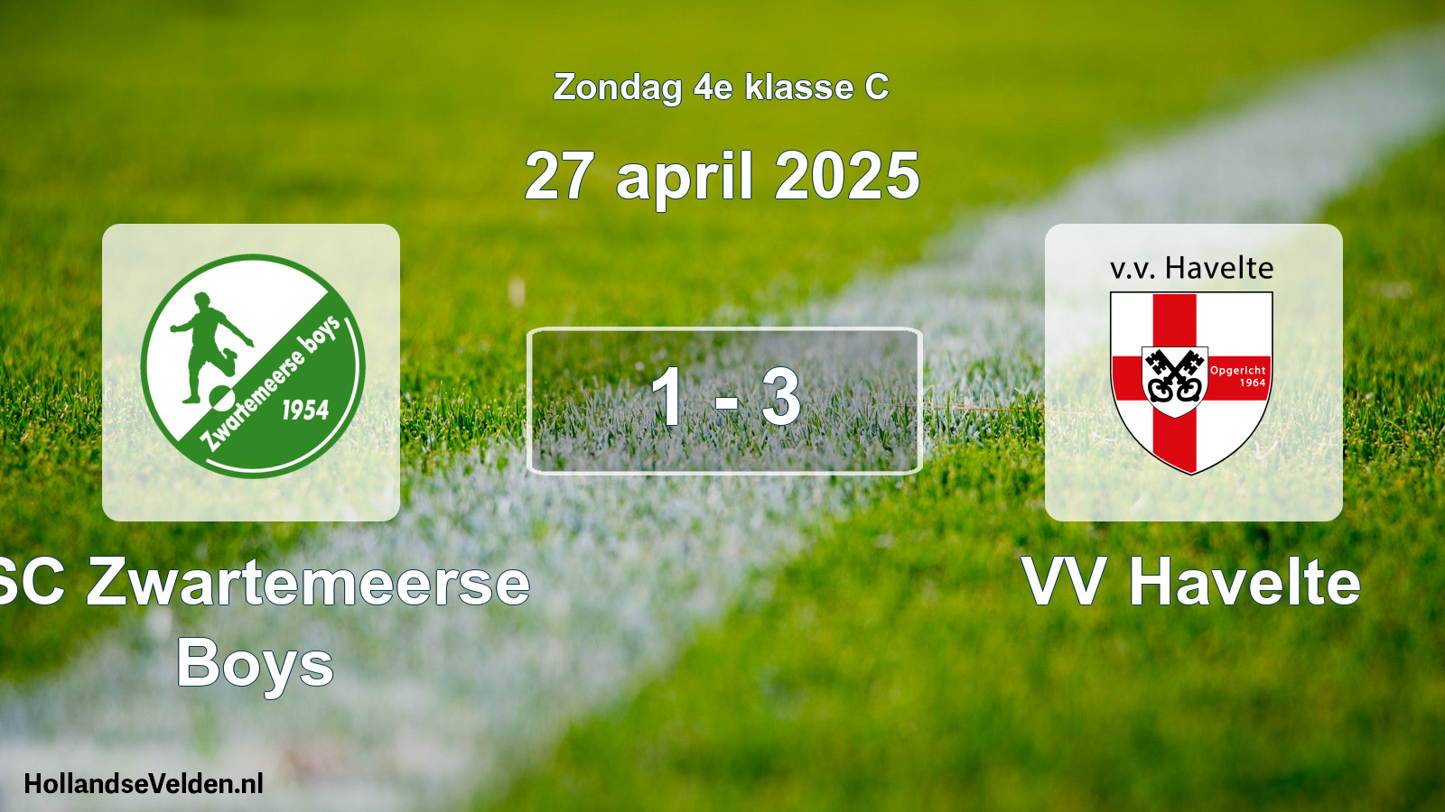 Total number of matches played: SC Zwartemeerse Boys - VV Havelte 1 - 3 (27 April 2025)