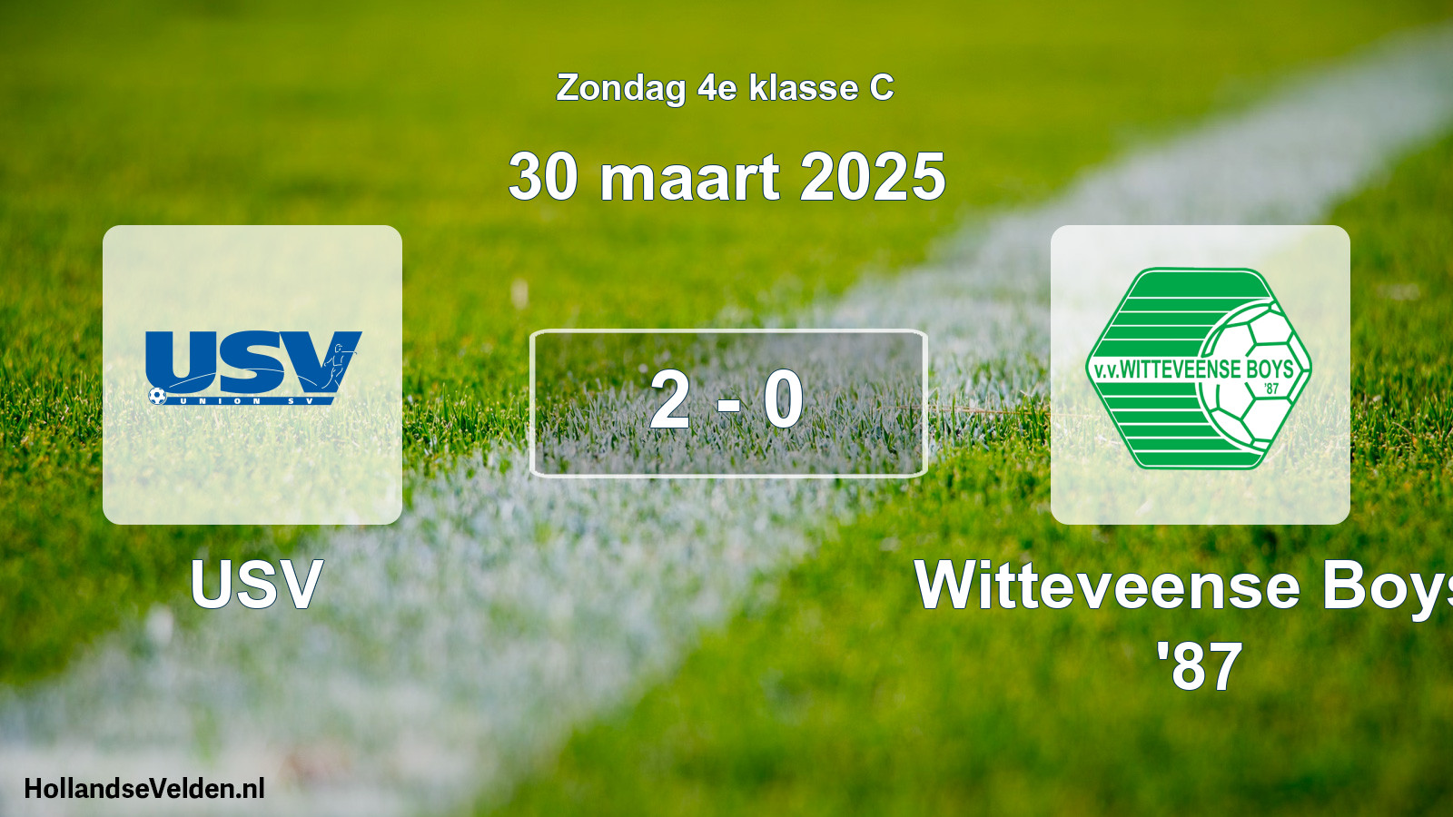 Total number of matches played: USV - Witteveense Boys '87 2 - 0 (30 March 2025)
