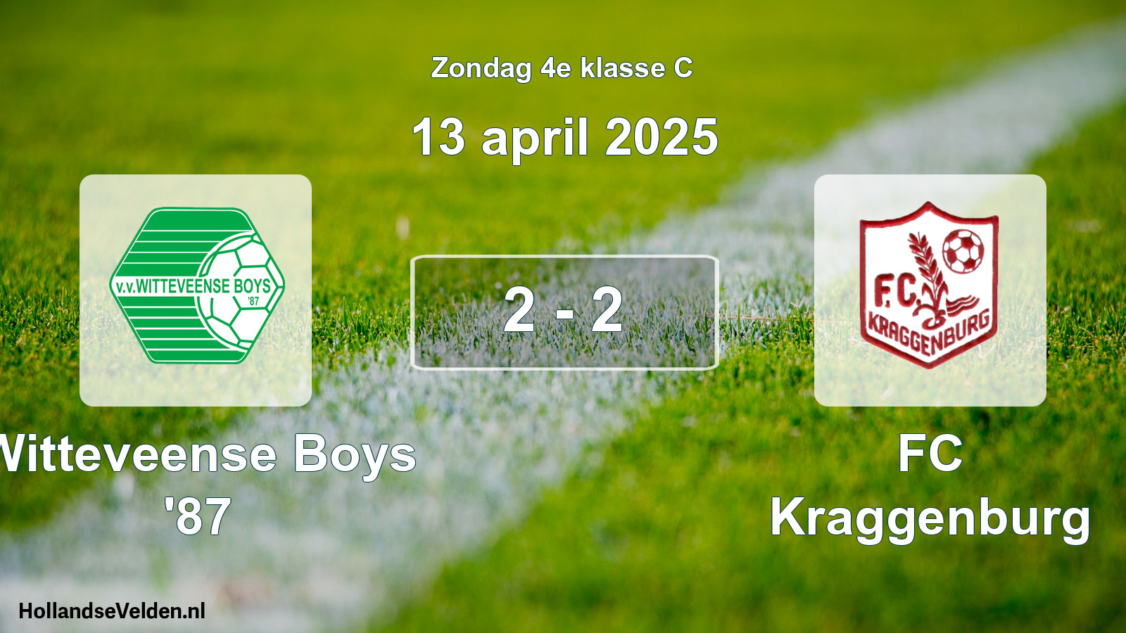 Total number of matches played: Witteveense Boys '87 - FC Kraggenburg 2 - 2 (13 April 2025)