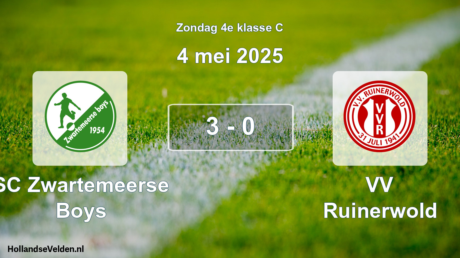 Total number of matches played: SC Zwartemeerse Boys - VV Ruinerwold 3 - 0 (4 May 2025)