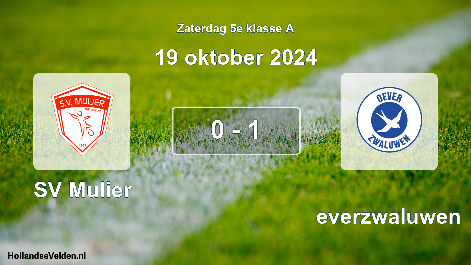 Total number of matches played: SV Mulier - Oeverzwaluwen 0 - 1 (19 October 2024)