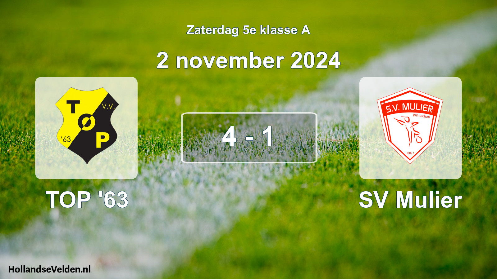 Total number of matches played: TOP '63 - SV Mulier 4 - 1 (2 November 2024)