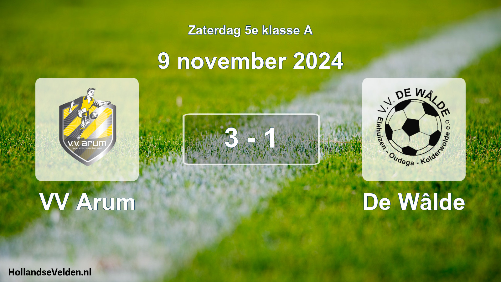 Total number of matches played: VV Arum - De Wâlde 3 - 1 (9 November 2024)