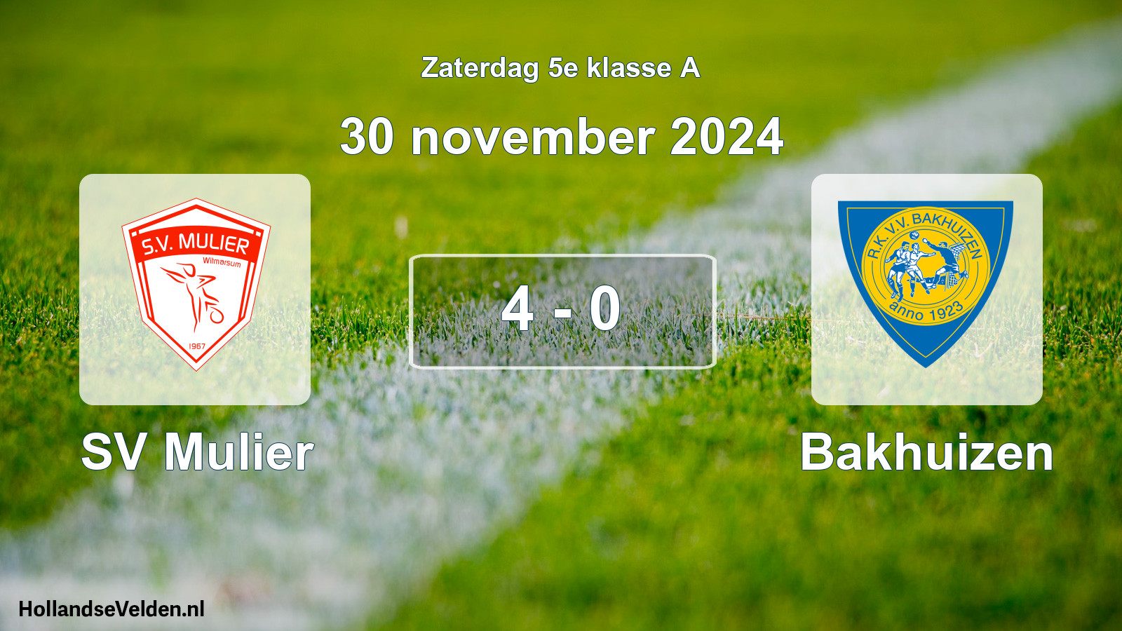 Total number of matches played: SV Mulier - Bakhuizen 4 - 0 (30 November 2024)