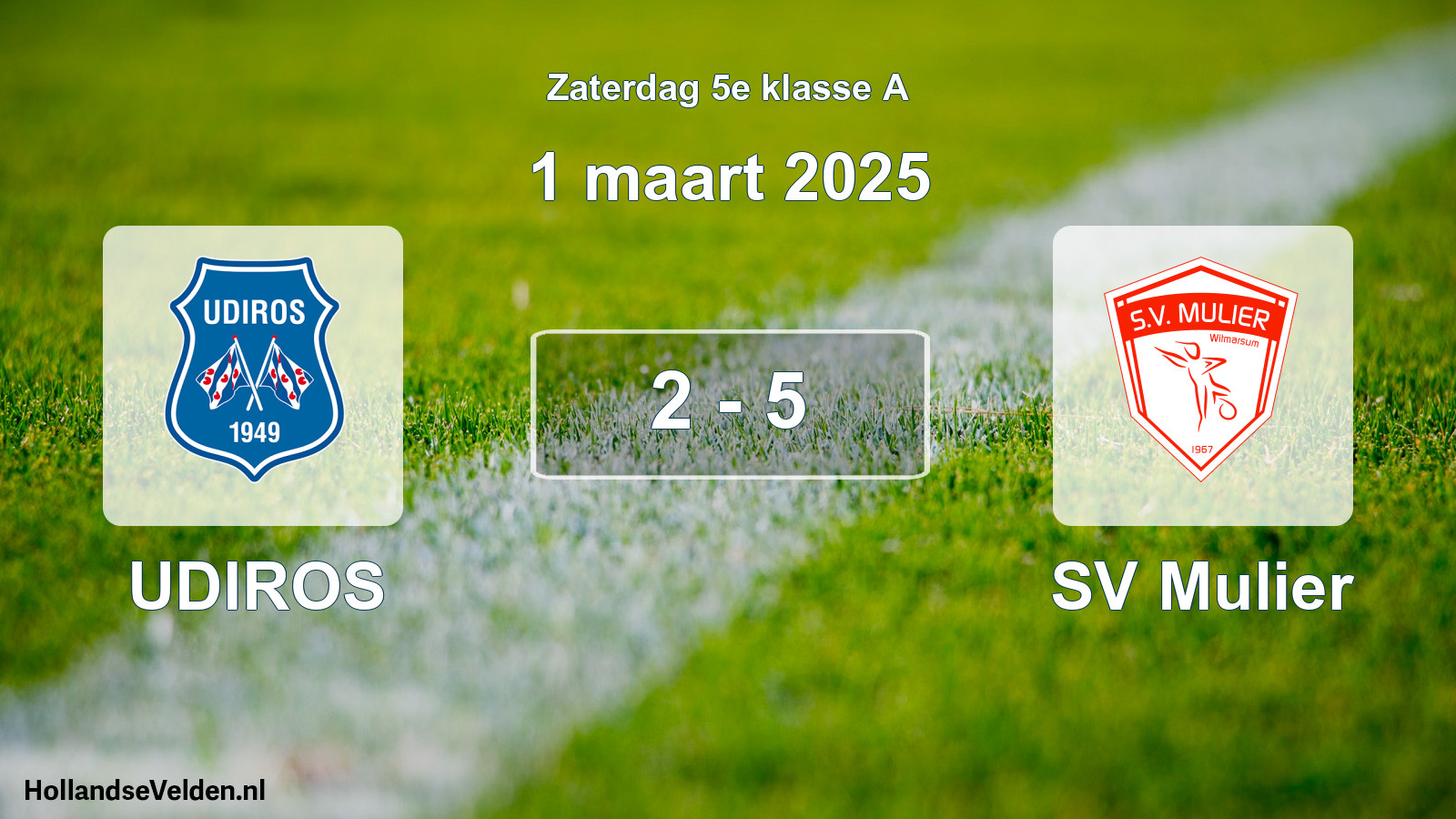 Total number of matches played: UDIROS - SV Mulier 2 - 5 (1 March 2025)