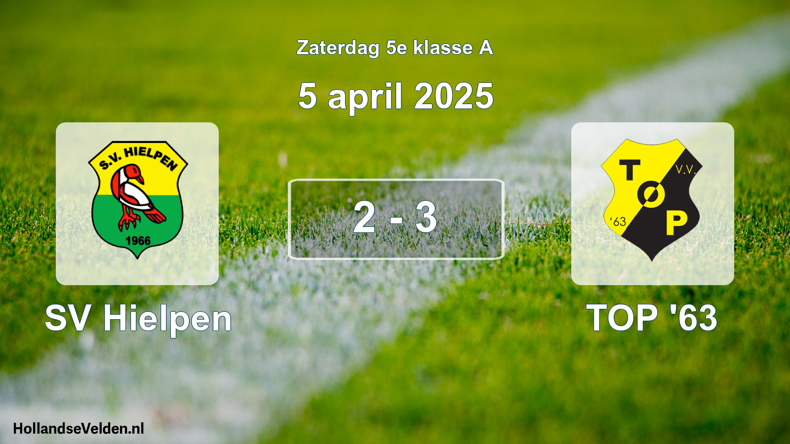 Total number of matches played: SV Hielpen - TOP '63 2 - 3 (5 April 2025)