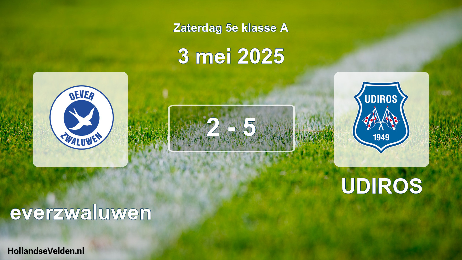 Total number of matches played: Oeverzwaluwen - UDIROS 2 - 5 (3 May 2025)