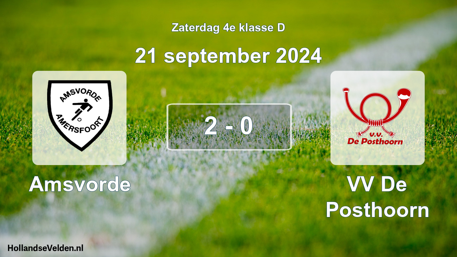Total number of matches played: Amsvorde - VV De Posthoorn 2 - 0 (21 September 2024)
