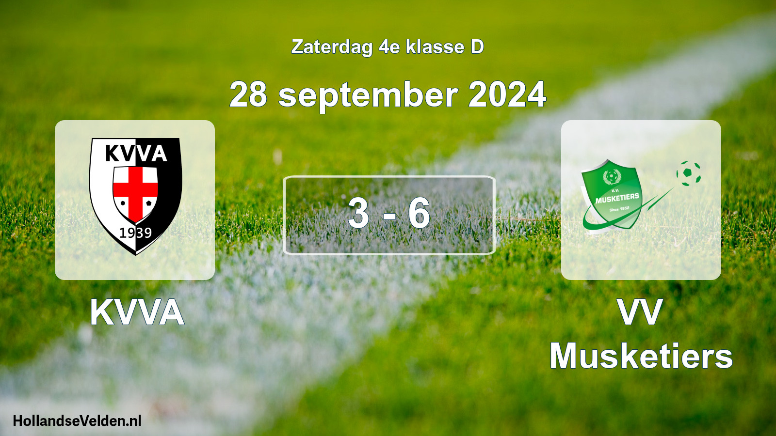 Total number of matches played: KVVA - VV Musketiers 3 - 6 (28 September 2024)