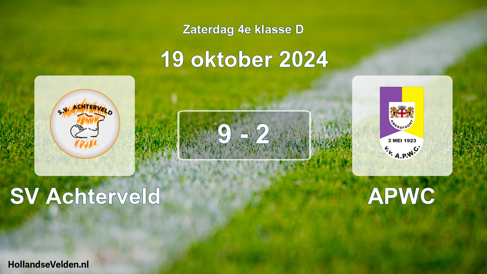 Total number of matches played: SV Achterveld - APWC 9 - 2 (19 October 2024)