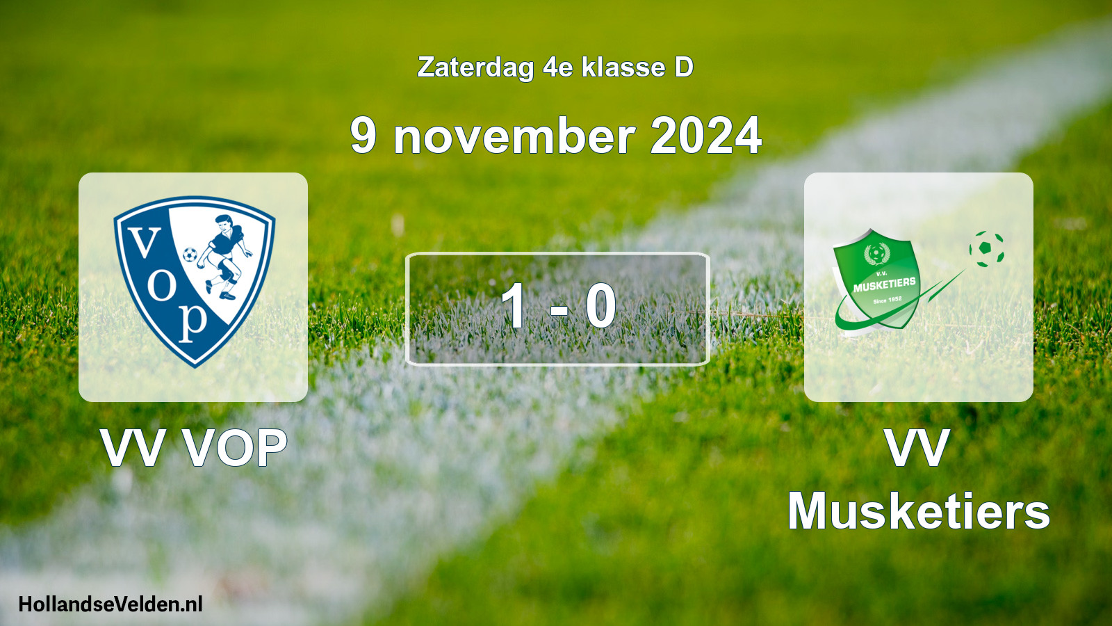 Total number of matches played: VV VOP - VV Musketiers 1 - 0 (9 November 2024)