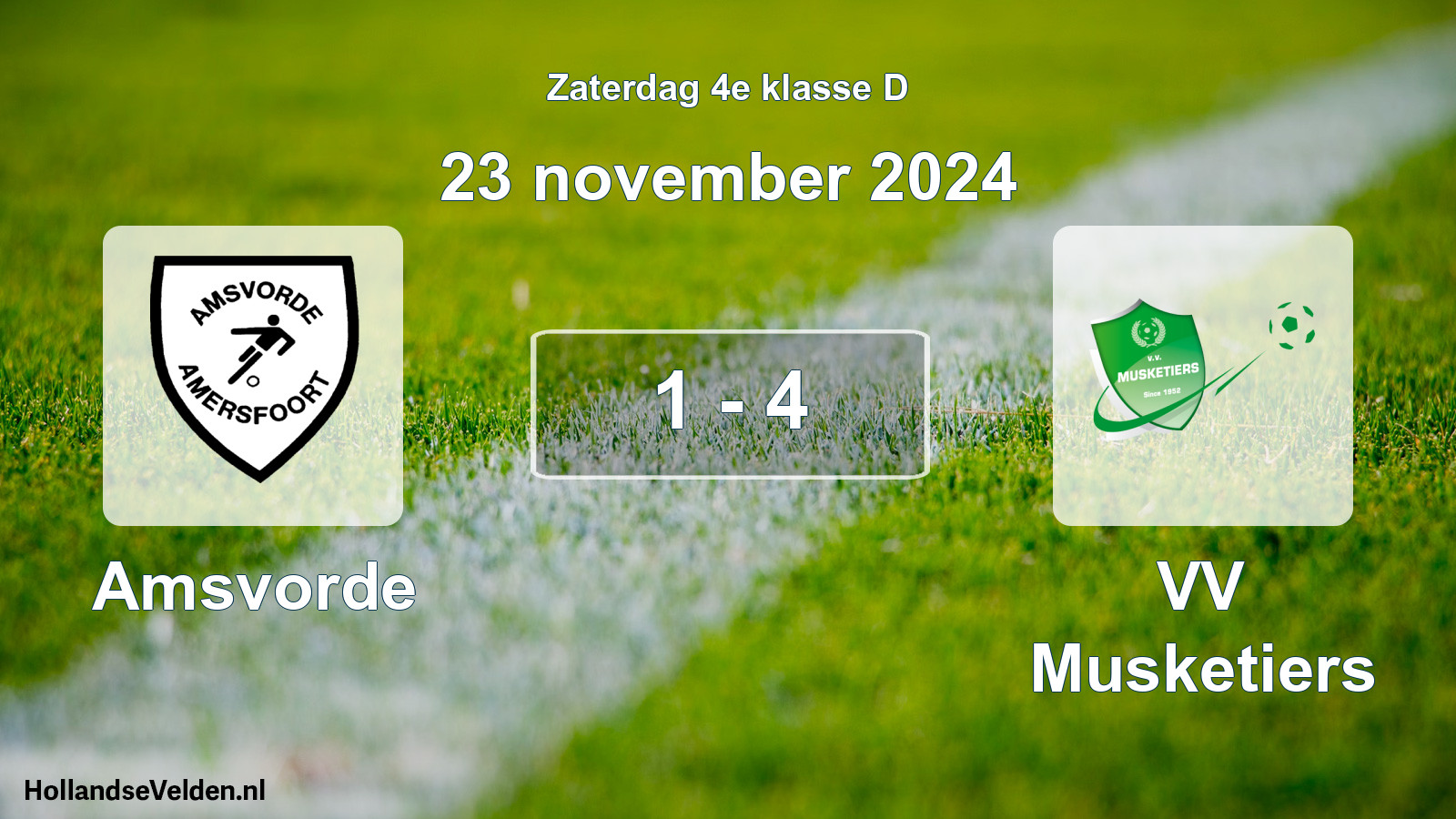 Total number of matches played: Amsvorde - VV Musketiers 1 - 4 (23 November 2024)