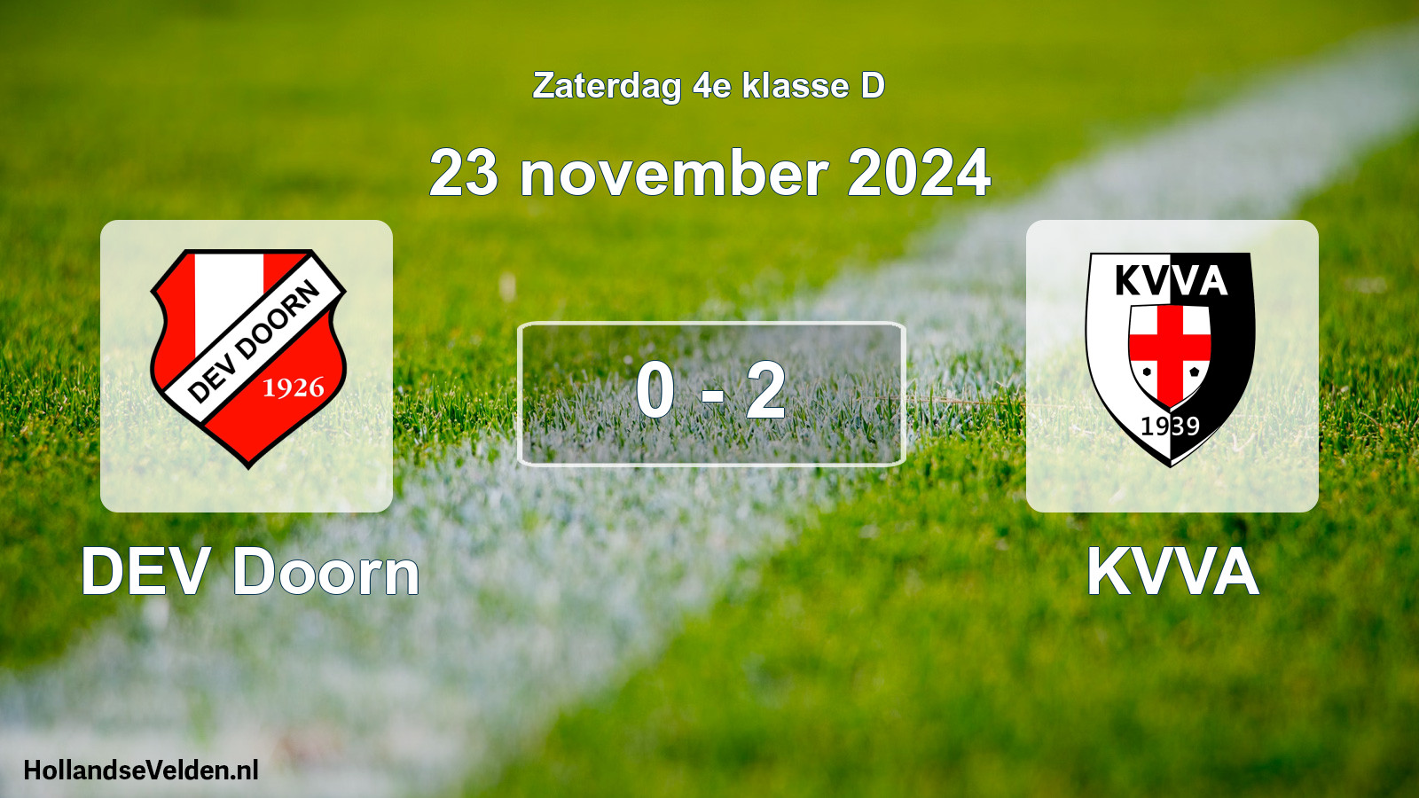 Total number of matches played: DEV Doorn - KVVA 0 - 2 (23 November 2024)