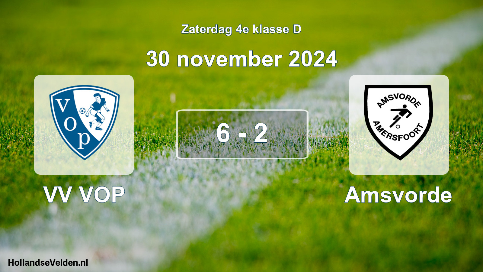 Gespeelde wedstrijd: VV VOP - Amsvorde 6 - 2 (30 november 2024)