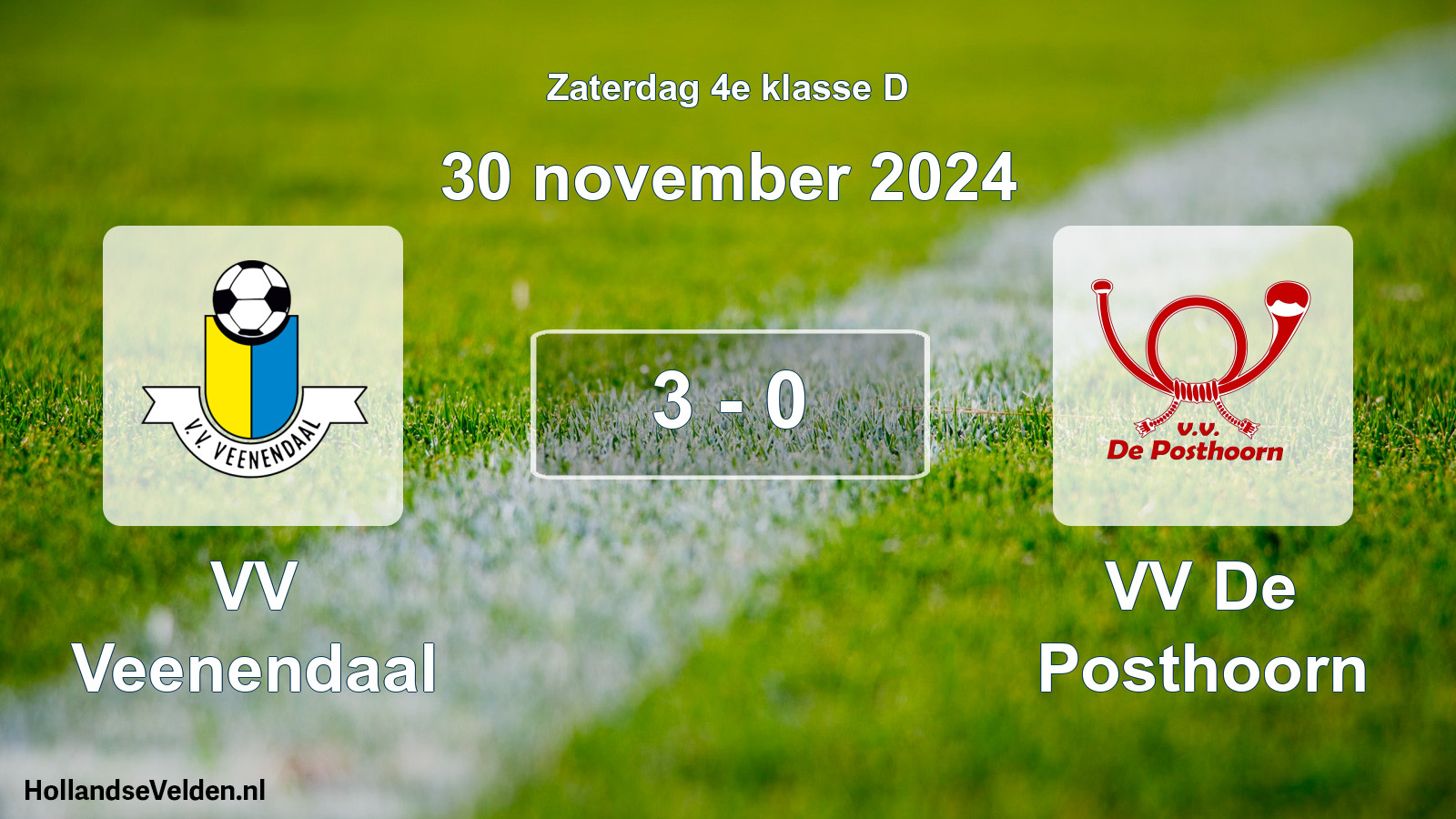 Total number of matches played: VV Veenendaal - VV De Posthoorn 3 - 0 (30 November 2024)