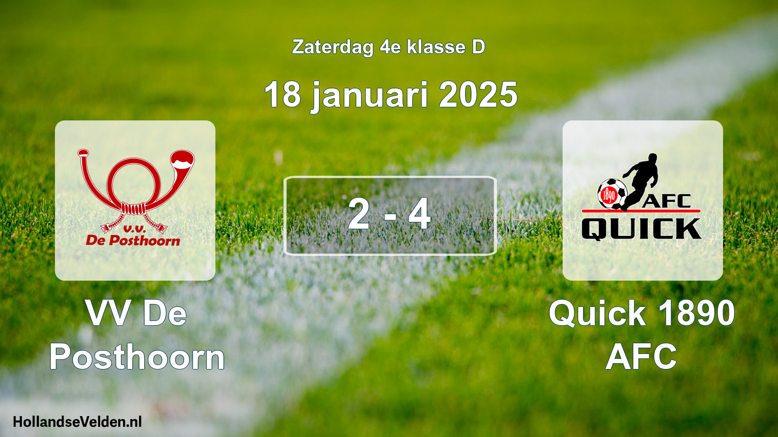 Total number of matches played: VV De Posthoorn - Quick 1890 AFC 2 - 4 (18 January 2025)