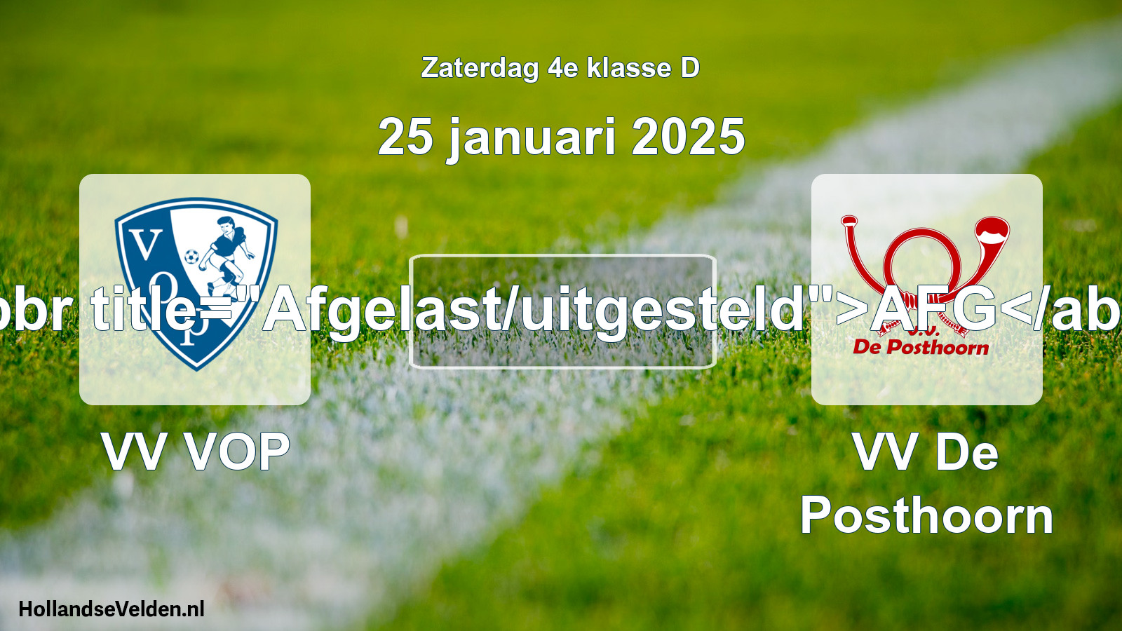Scheduled Match: VV VOP - VV De Posthoorn (25 January 2025)
