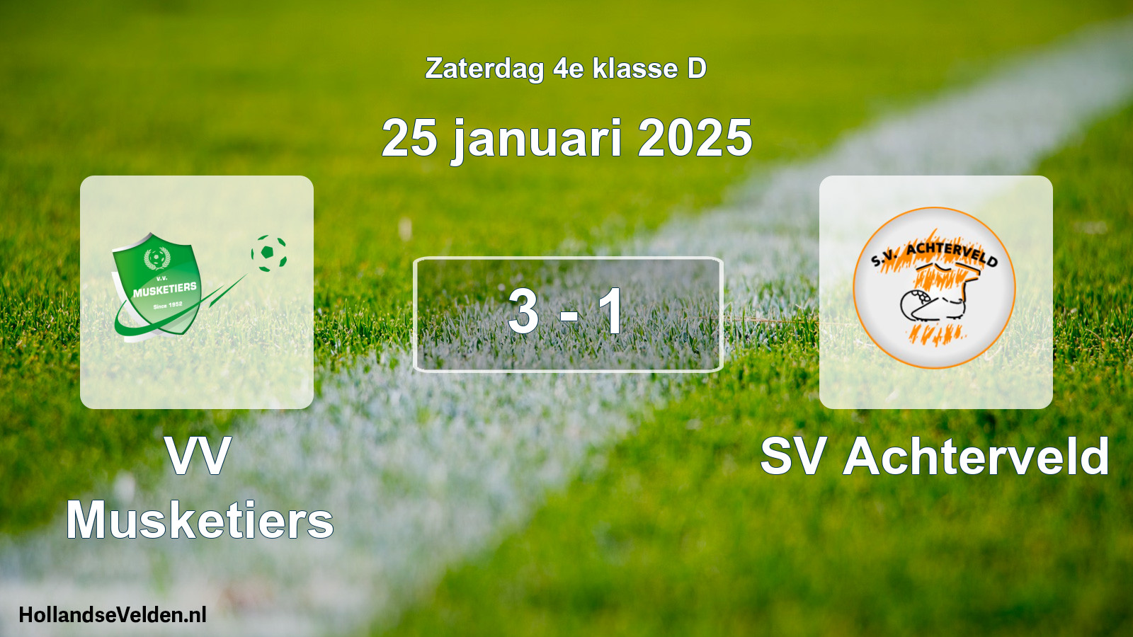 Total number of matches played: VV Musketiers - SV Achterveld 3 - 1 (25 January 2025)
