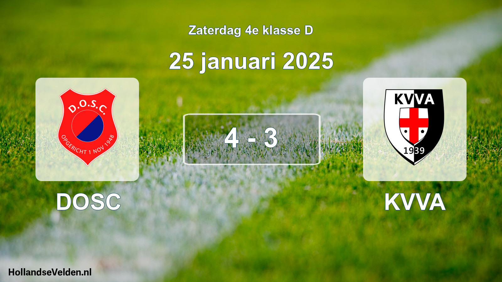 Total number of matches played: DOSC - KVVA 4 - 3 (25 January 2025)