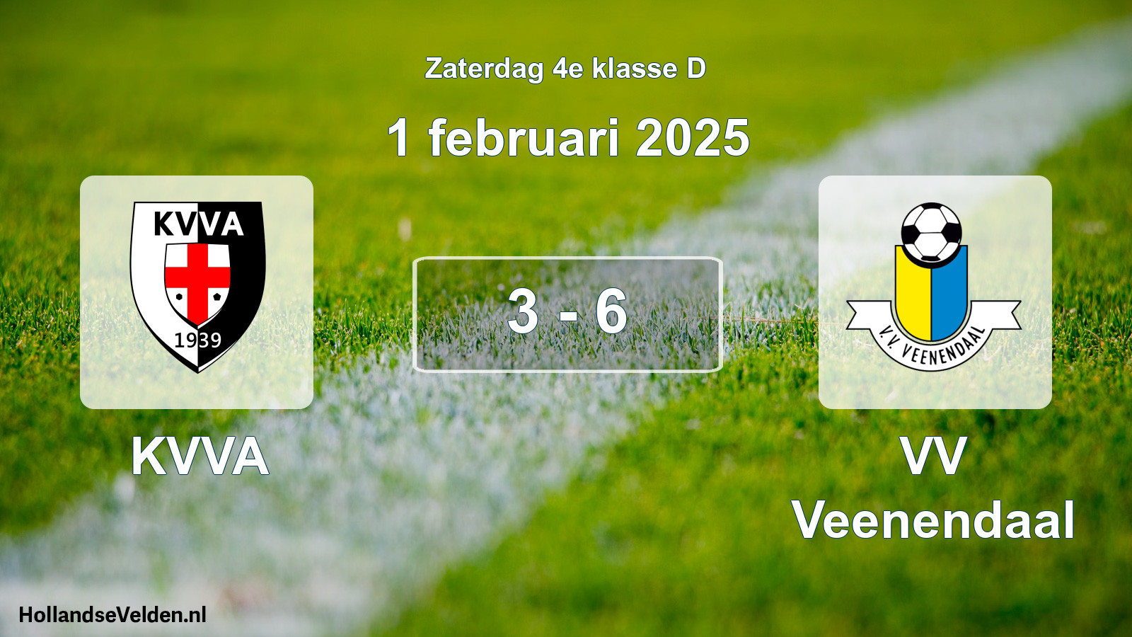Total number of matches played: KVVA - VV Veenendaal 3 - 6 (1 February 2025)