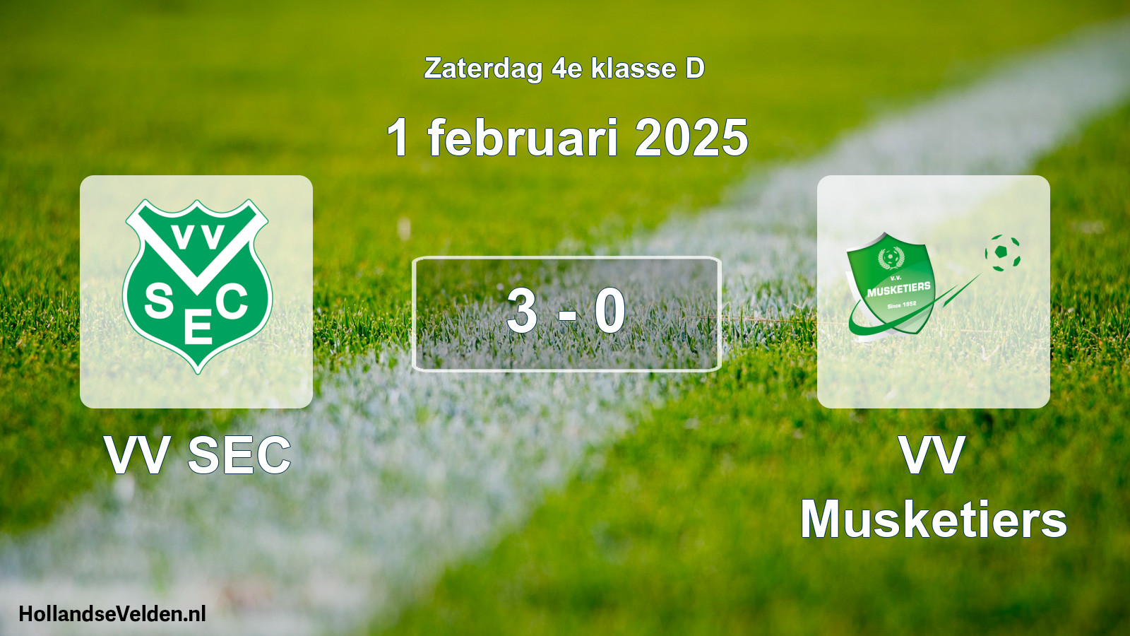 Total number of matches played: VV SEC - VV Musketiers 3 - 0 (1 February 2025)