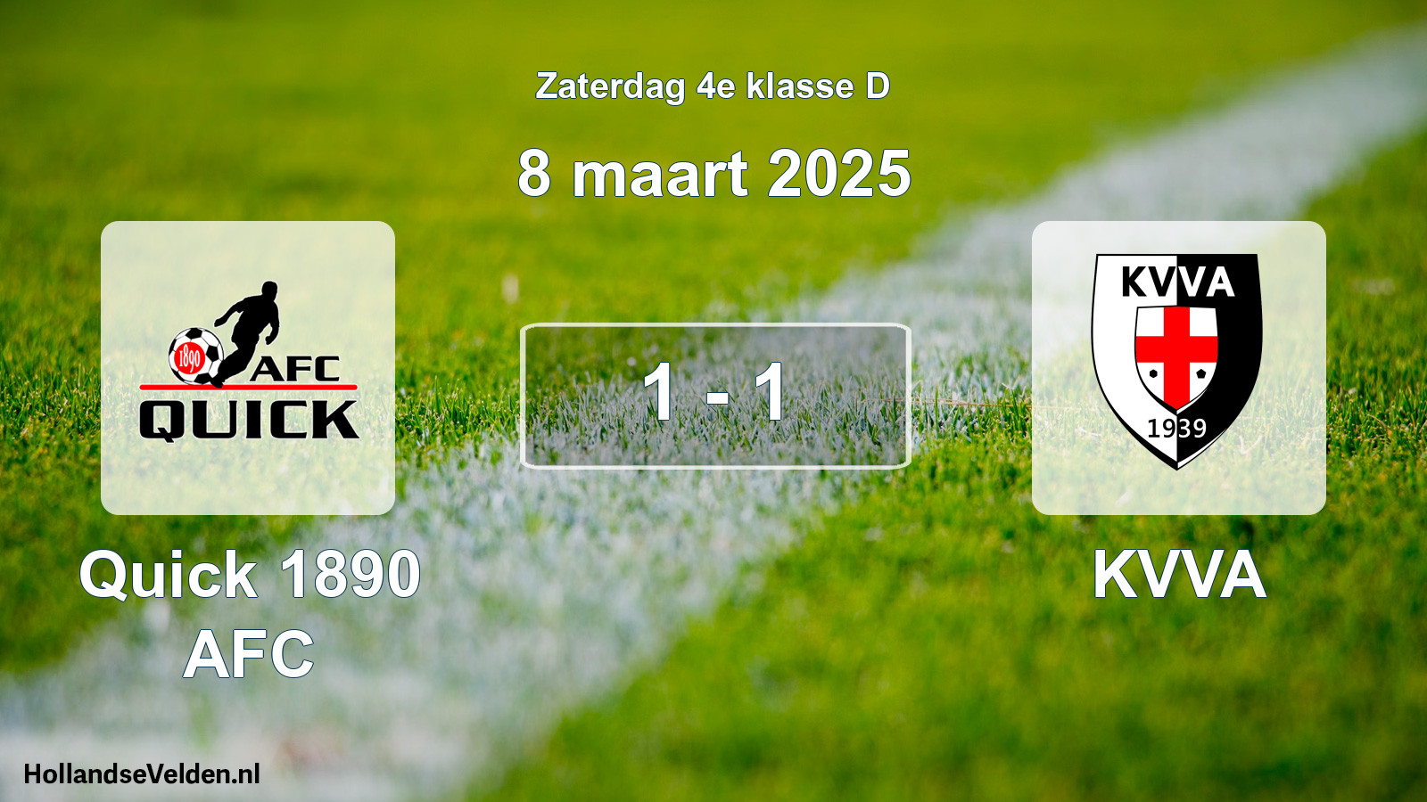 Total number of matches played: Quick 1890 AFC - KVVA 1 - 1 (8 March 2025)