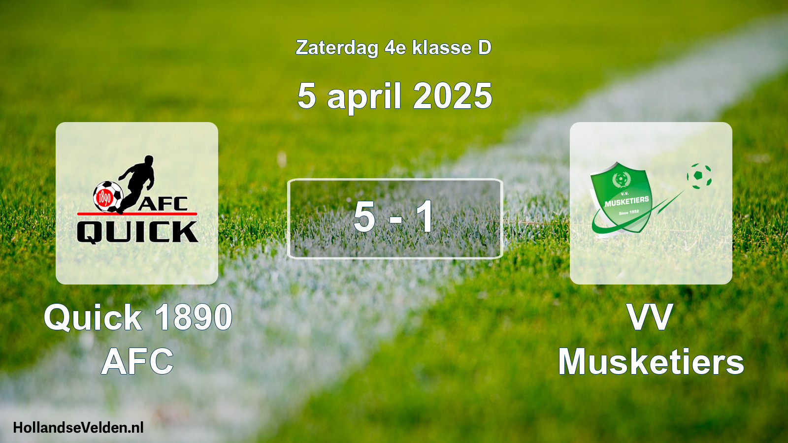Total number of matches played: Quick 1890 AFC - VV Musketiers 5 - 1 (5 April 2025)