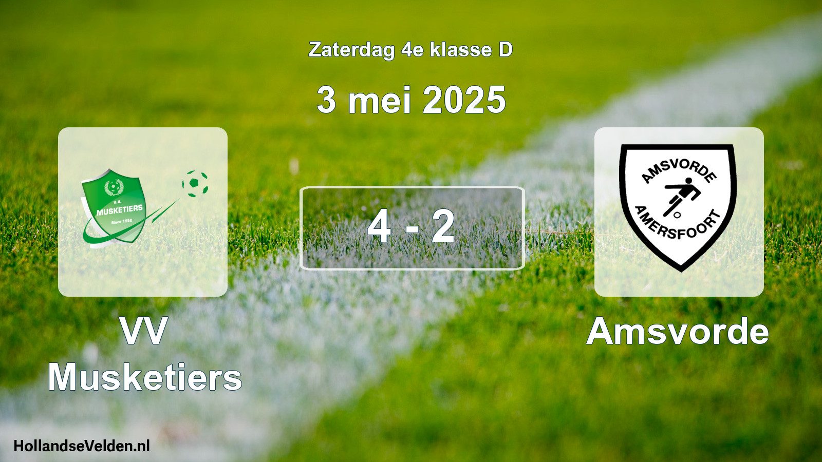 Total number of matches played: VV Musketiers - Amsvorde 4 - 2 (3 May 2025)