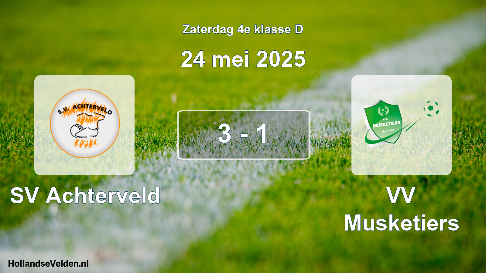 Total number of matches played: SV Achterveld - VV Musketiers 3 - 1 (24 May 2025)