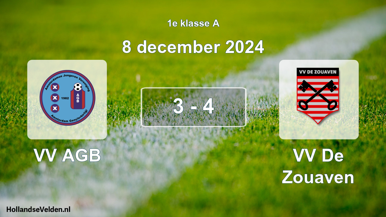 Total number of matches played: VV AGB - VV De Zouaven 3 - 4 (8 December 2024)