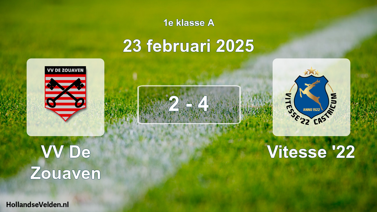 Total number of matches played: VV De Zouaven - Vitesse '22 2 - 4 (23 February 2025)