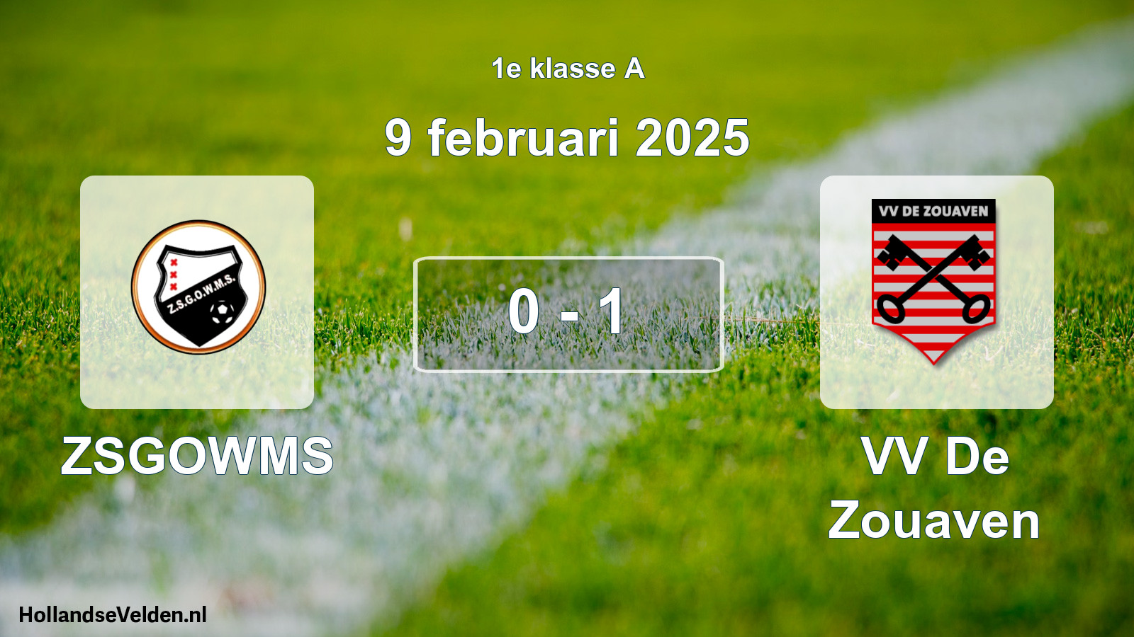 Total number of matches played: ZSGOWMS - VV De Zouaven 0 - 1 (9 February 2025)